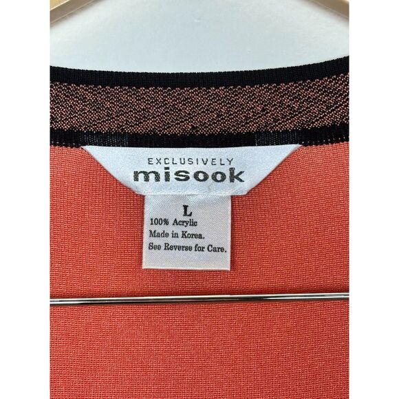 Misook Women's Size L Orange Open Front Cardigan Long Sleeve Designer EUC - Picture 4 of 4